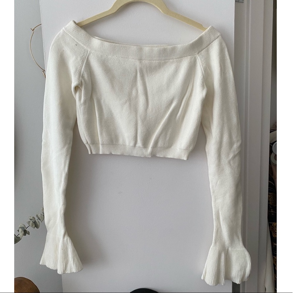 Crop Top Sweater with Bell Sleeves